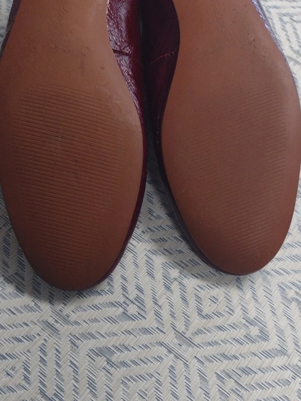 Women's Burgundy Mary Jane Flats with Decorative Buckle